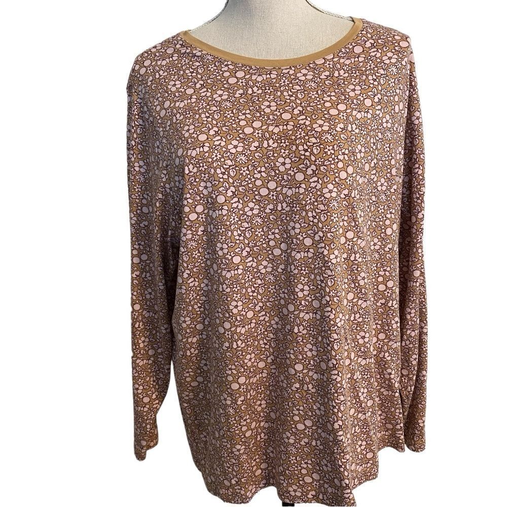 Women's Lands End Relaxed Fit Long Sleeved Supima Cotton Top Size 1X